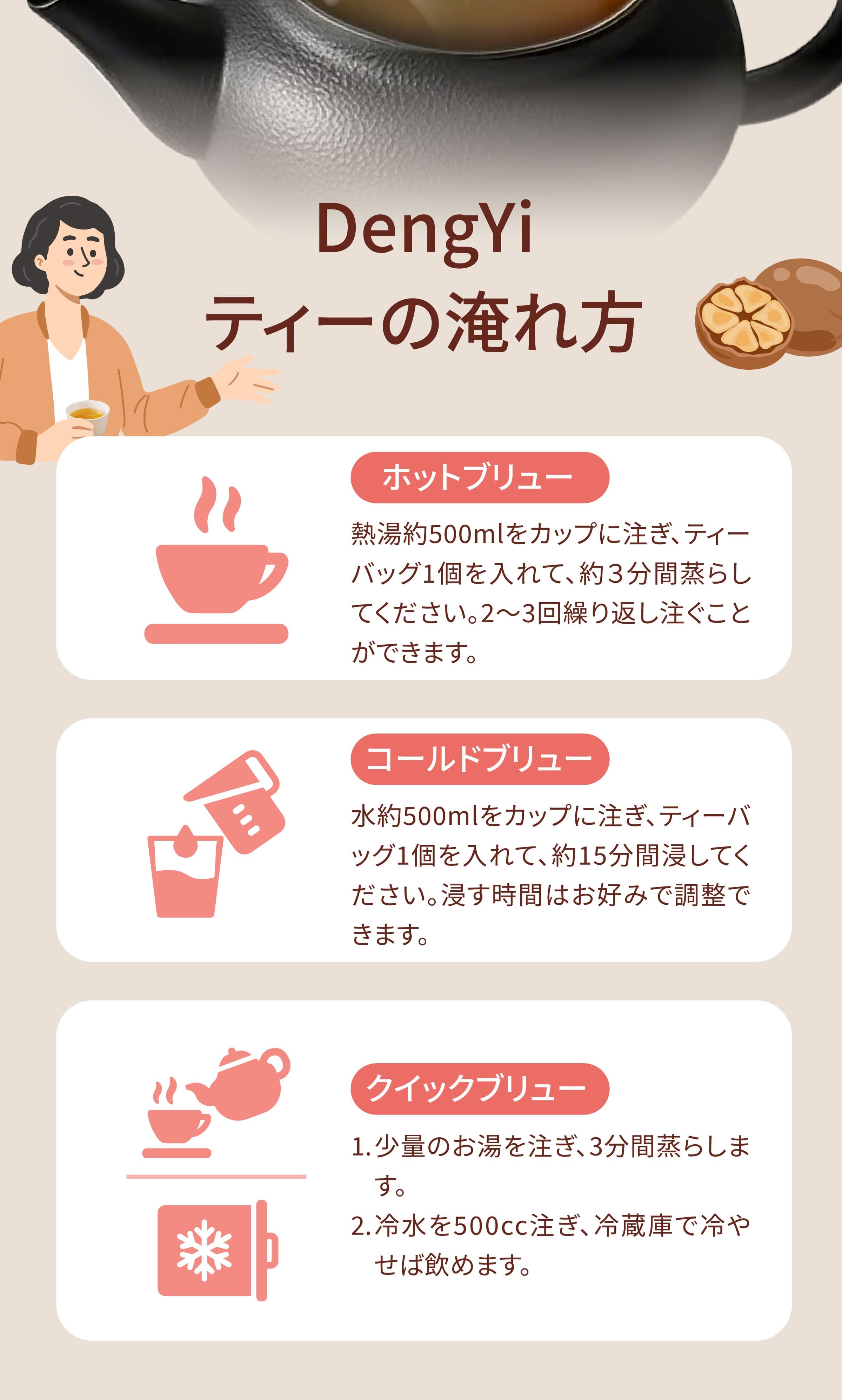 Dengyi 漢方茶(胖大海とラカンカ)の淹れ方