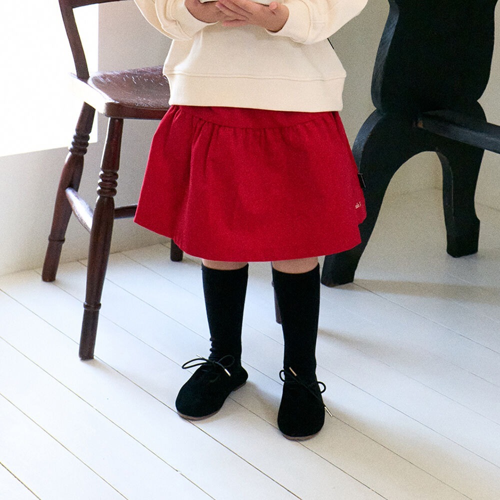 [十月第三週出貨]-小燈芯絨裙子｜紅色