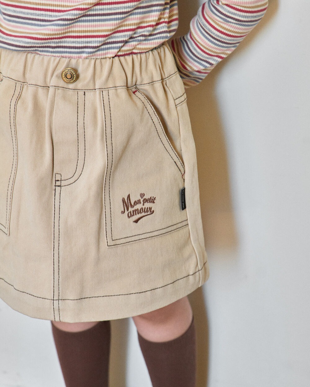 [十月第三週出貨]-柔軟斜紋裙子｜米色