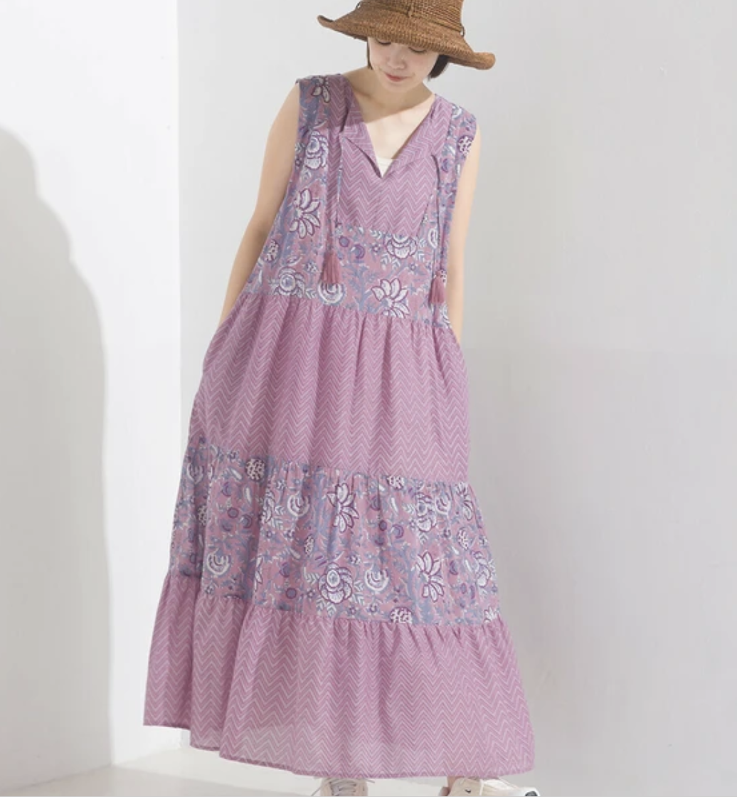 ｛Special Price｝純棉碎花層次感洋裝（四色入）【日本直送】