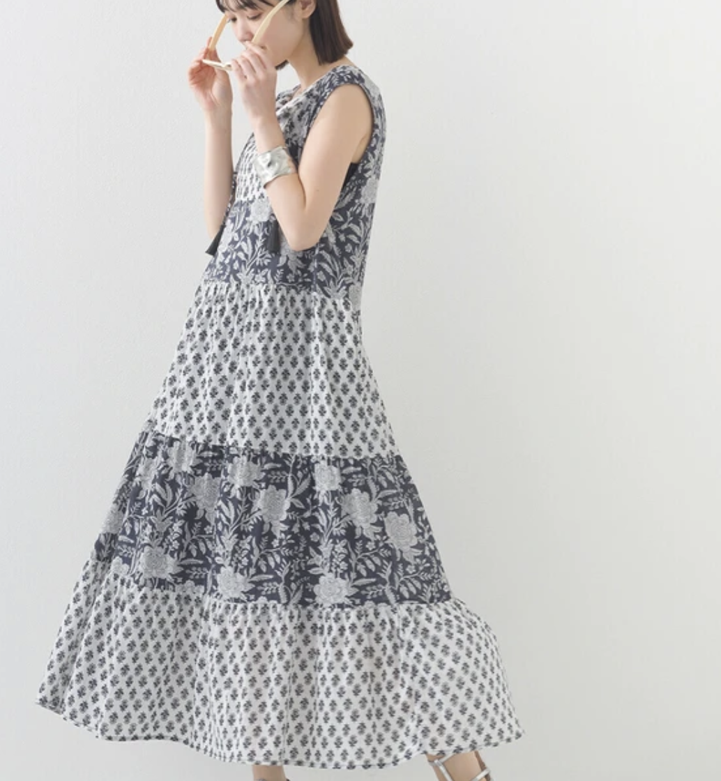 ｛Special Price｝純棉碎花層次感洋裝（四色入）【日本直送】