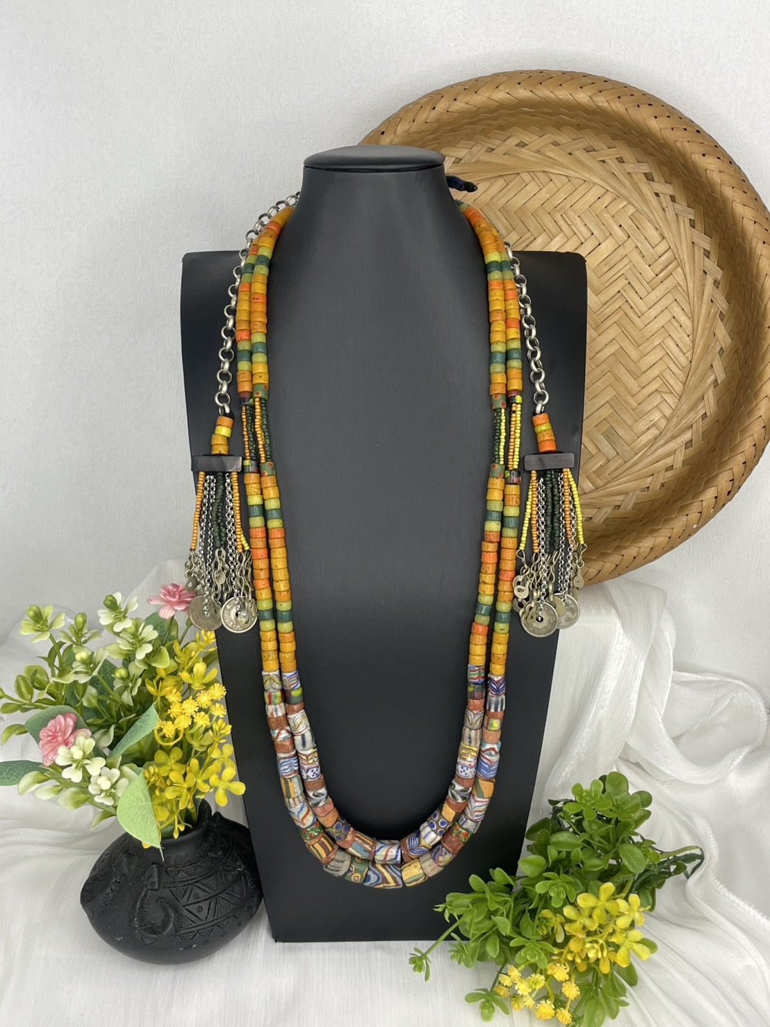 W-No.80傳統花珠兩條式複串長鍊80cm