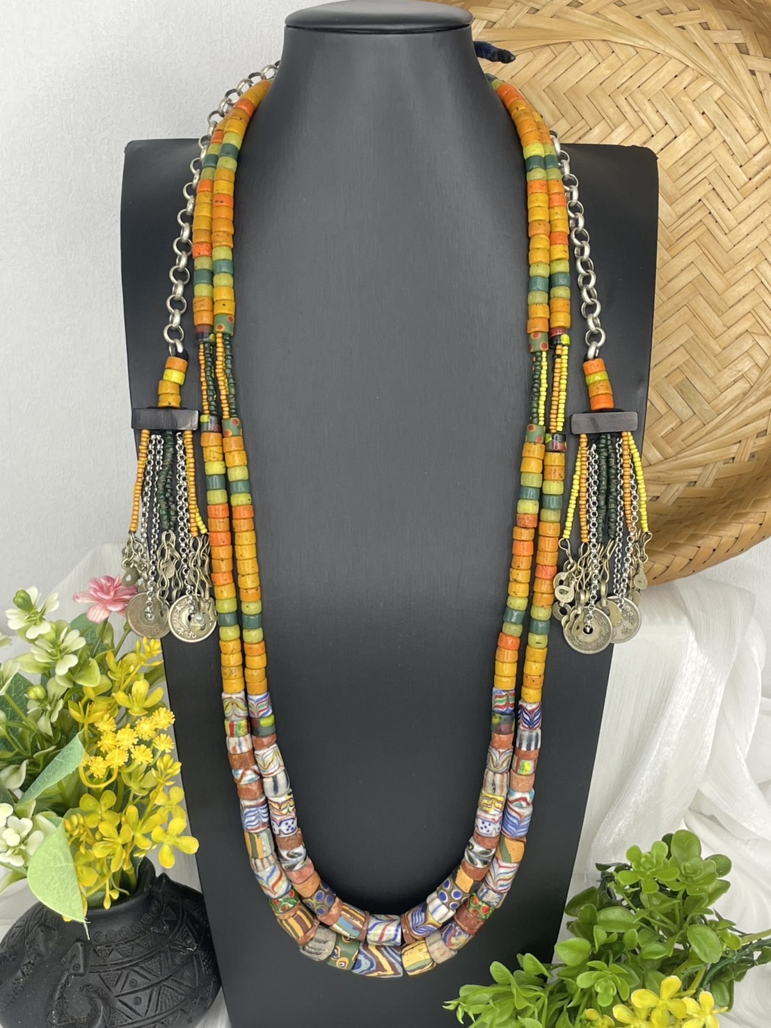 W-No.80傳統花珠兩條式複串長鍊80cm