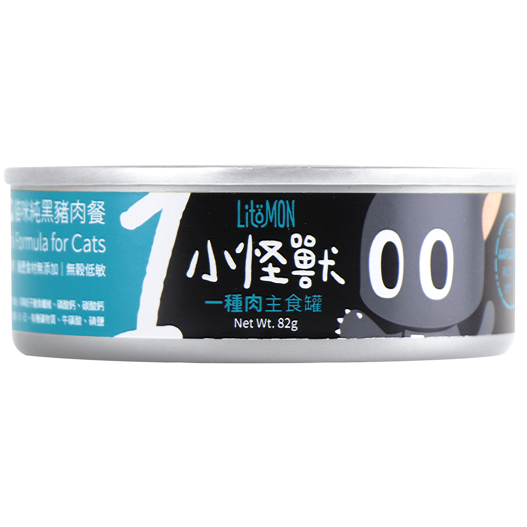 怪獸部落 – 1種肉低敏無膠主食罐 純黑豬肉 (綠) 82g (原箱24罐優惠$342)