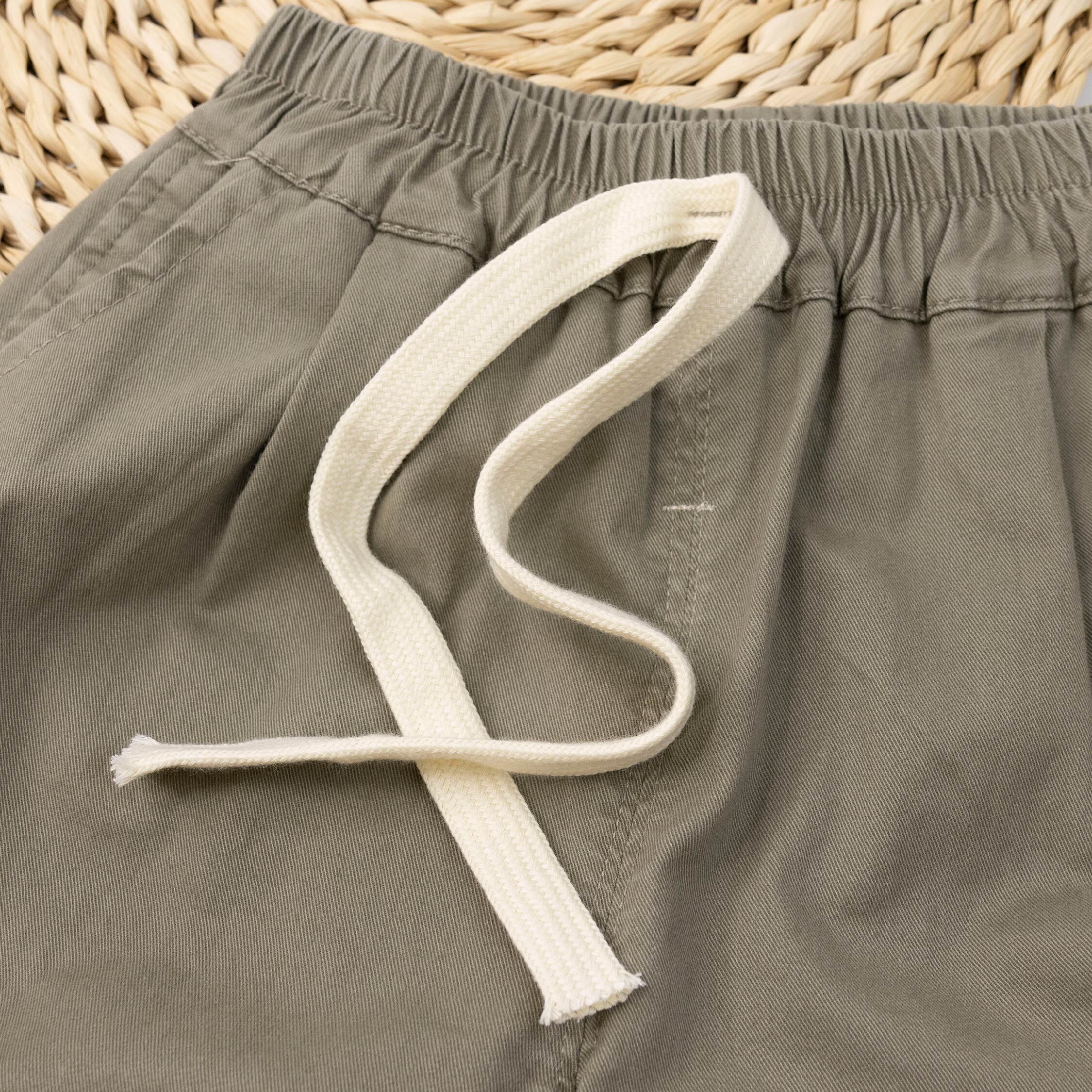 【H55248】極簡大地色裝飾抽繩縮口褲＊二色