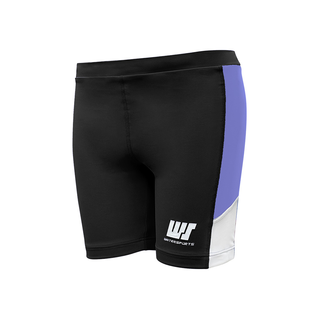 女士拼色中平腳泳褲 - 黑/紫/白