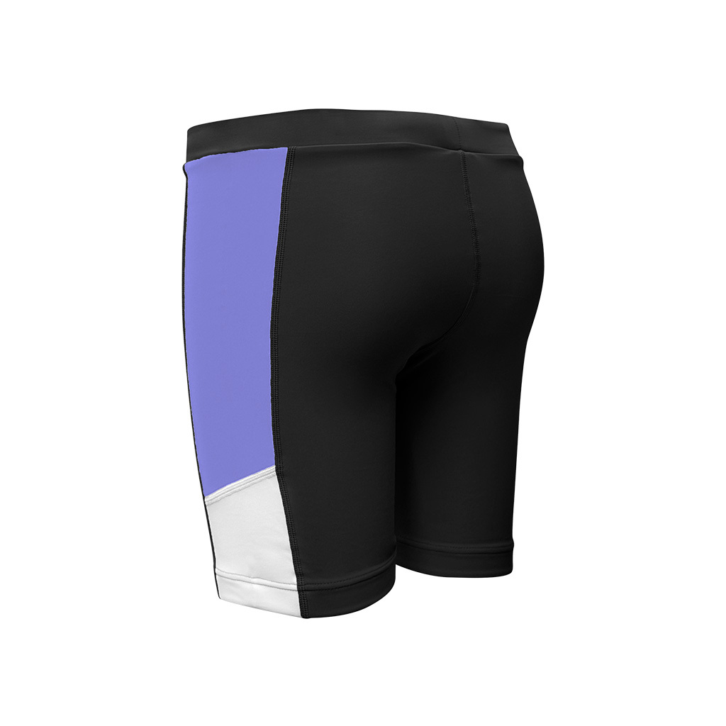 女士拼色中平腳泳褲 - 黑/紫/白