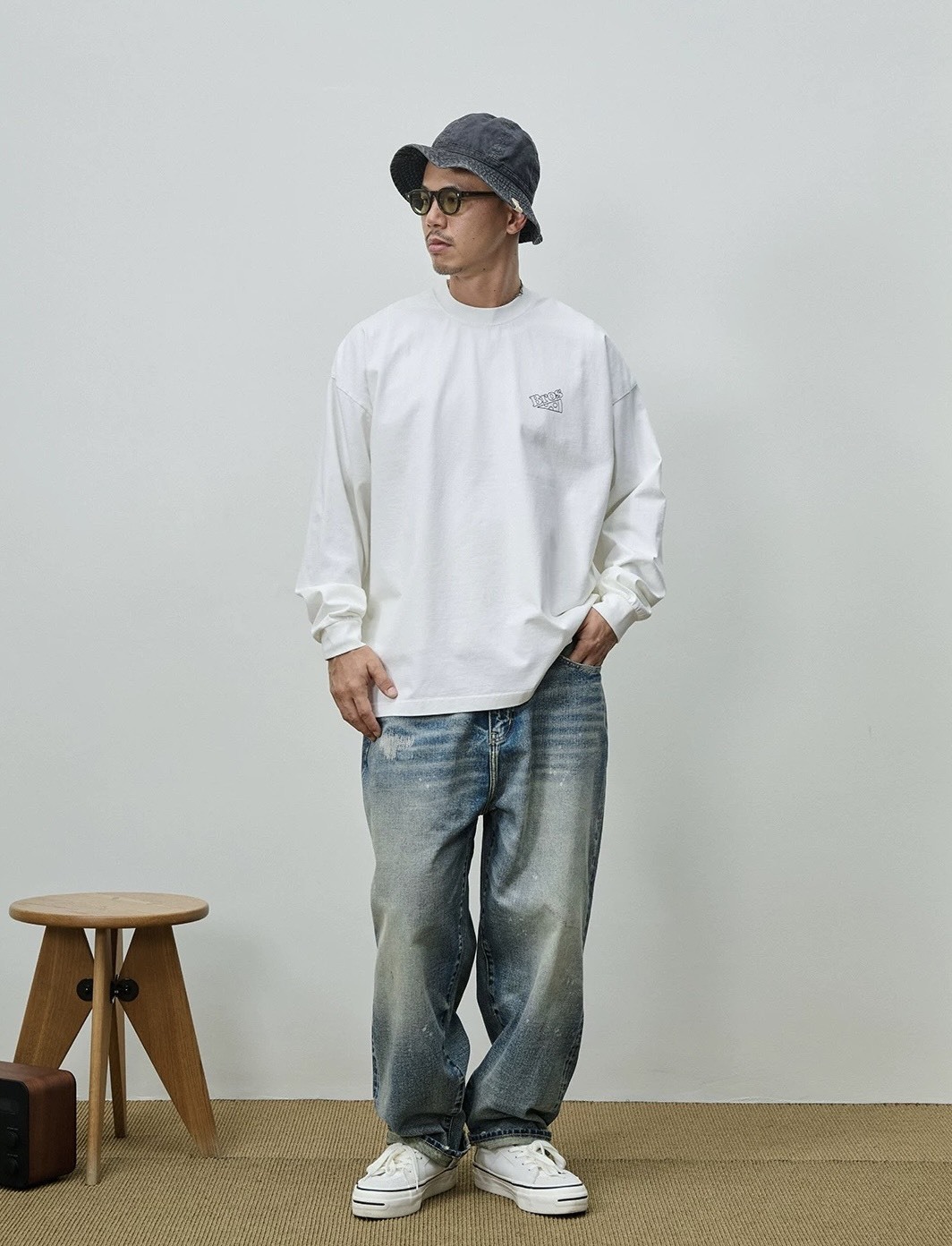 #預購 BROSHOOD 25AW 日系寬鬆 水洗 PIZZA印花 薄長袖 兩色