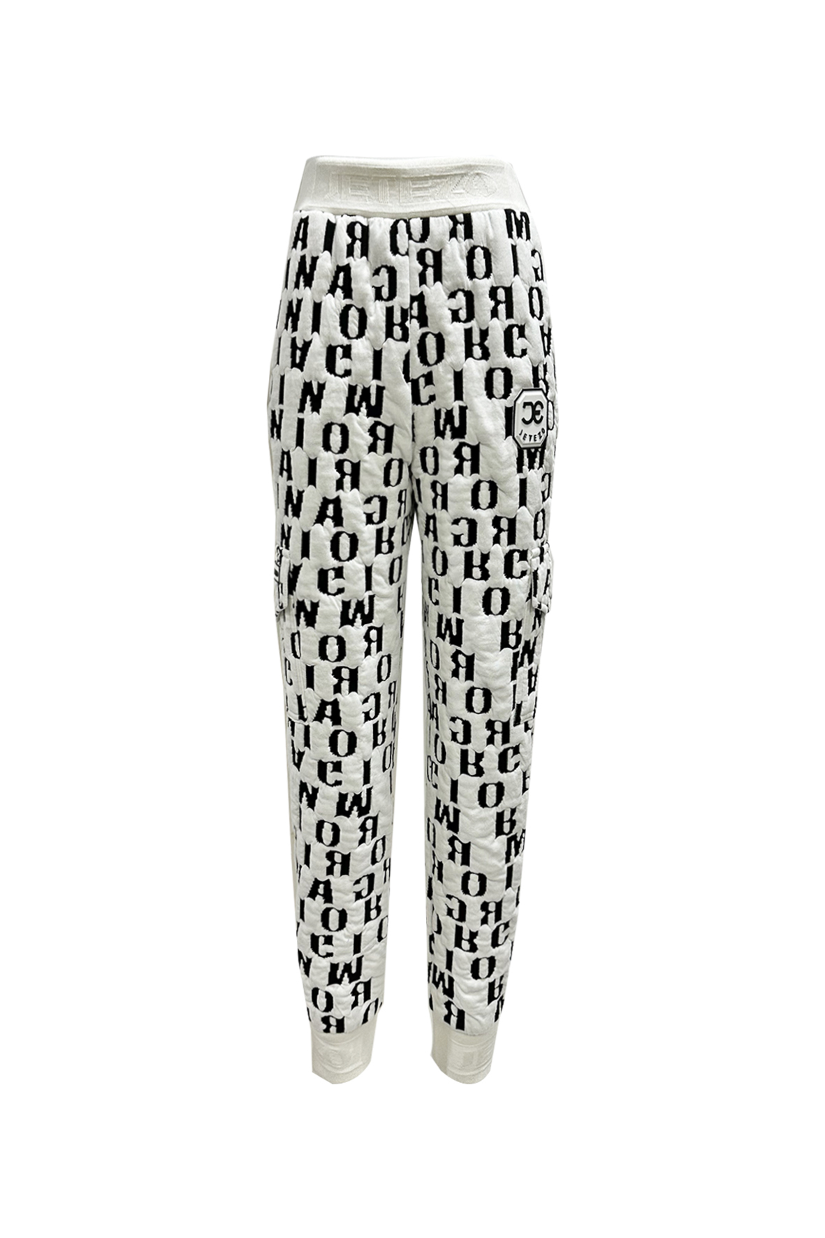 BC15123B1 駱駝商隊文字藝術縮口褲