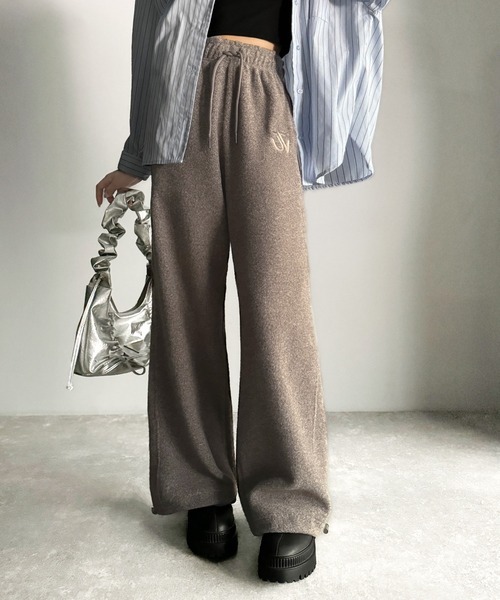 日本🇯🇵連線 JAVA 超保暖下擺抽繩刺繡抓絨褲 抽繩 腰部鬆緊 長褲 棉褲 抓絨褲 寬褲 休閒褲 3色(任買兩件711免運)/預購