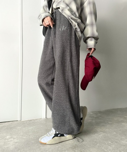 日本🇯🇵連線 JAVA 超保暖下擺抽繩刺繡抓絨褲 抽繩 腰部鬆緊 長褲 棉褲 抓絨褲 寬褲 休閒褲 3色(任買兩件711免運)/預購