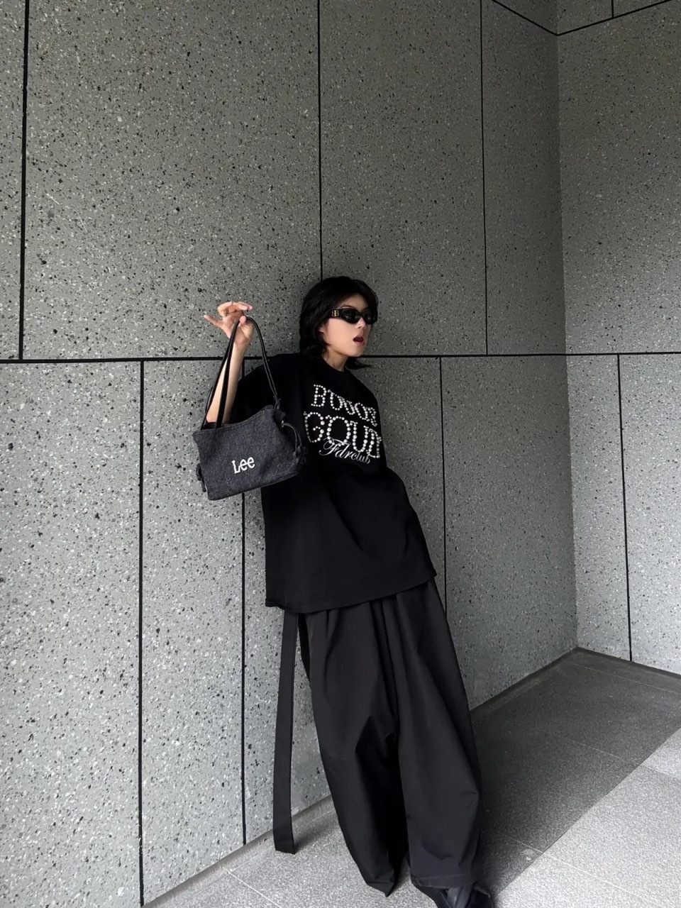 LEE 抽繩水桶包 小包 側背包 小香風 花結 牛仔 水洗丹寧 / 預購