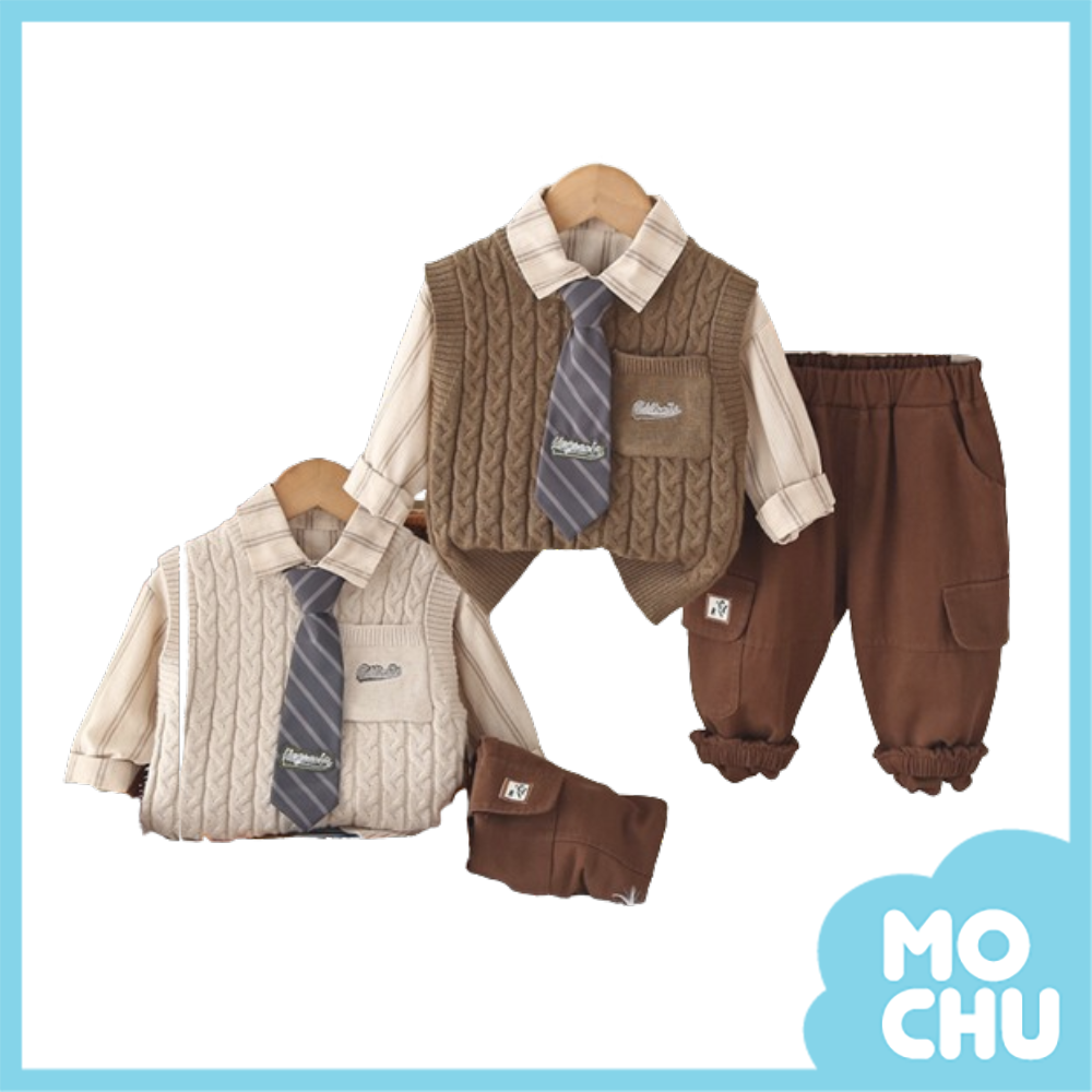 領帶學院風三件組套裝(二色)