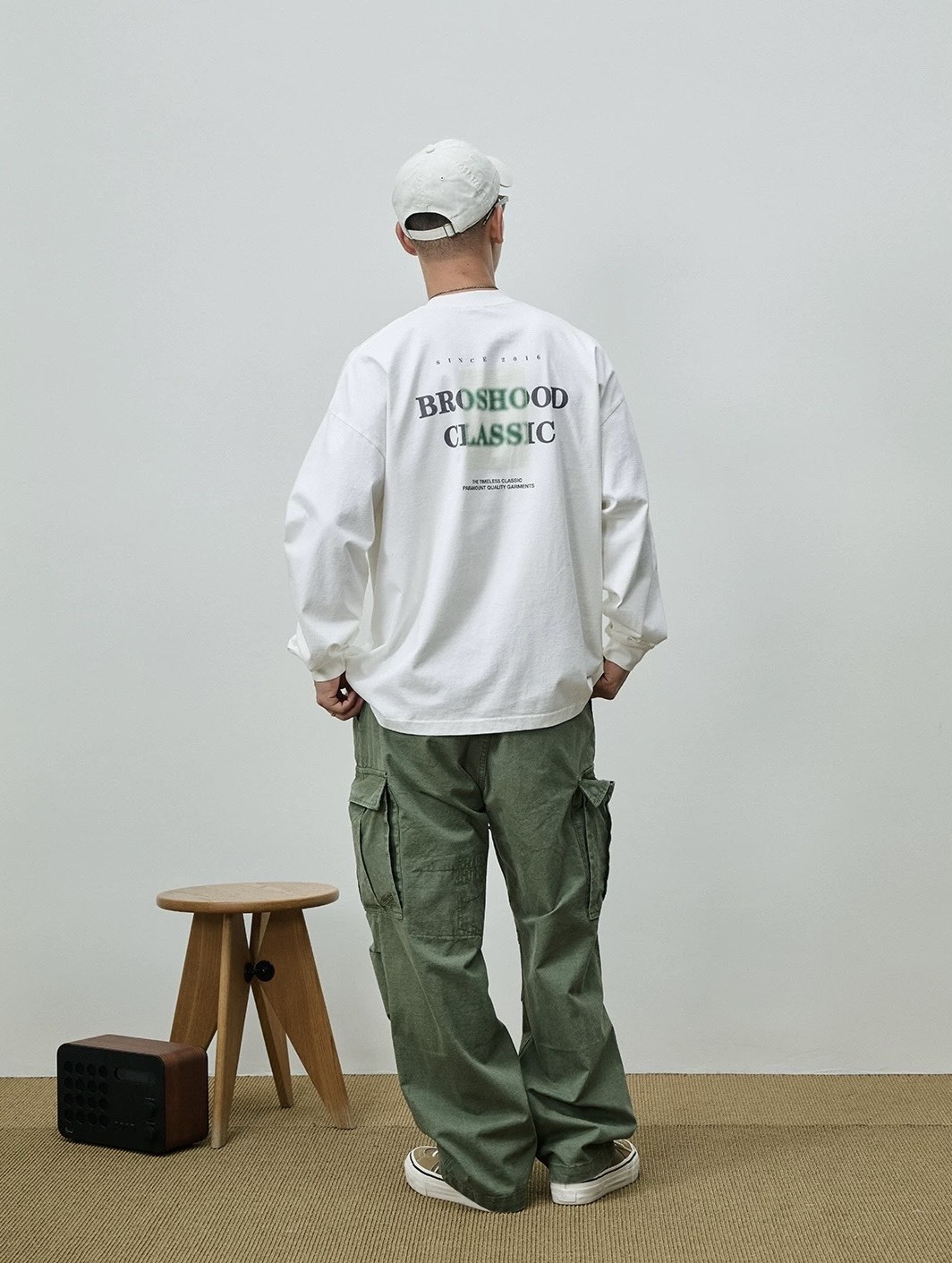 #預購 BROSHOOD 25AW 做舊 模糊標語印花 薄長踢 兩色