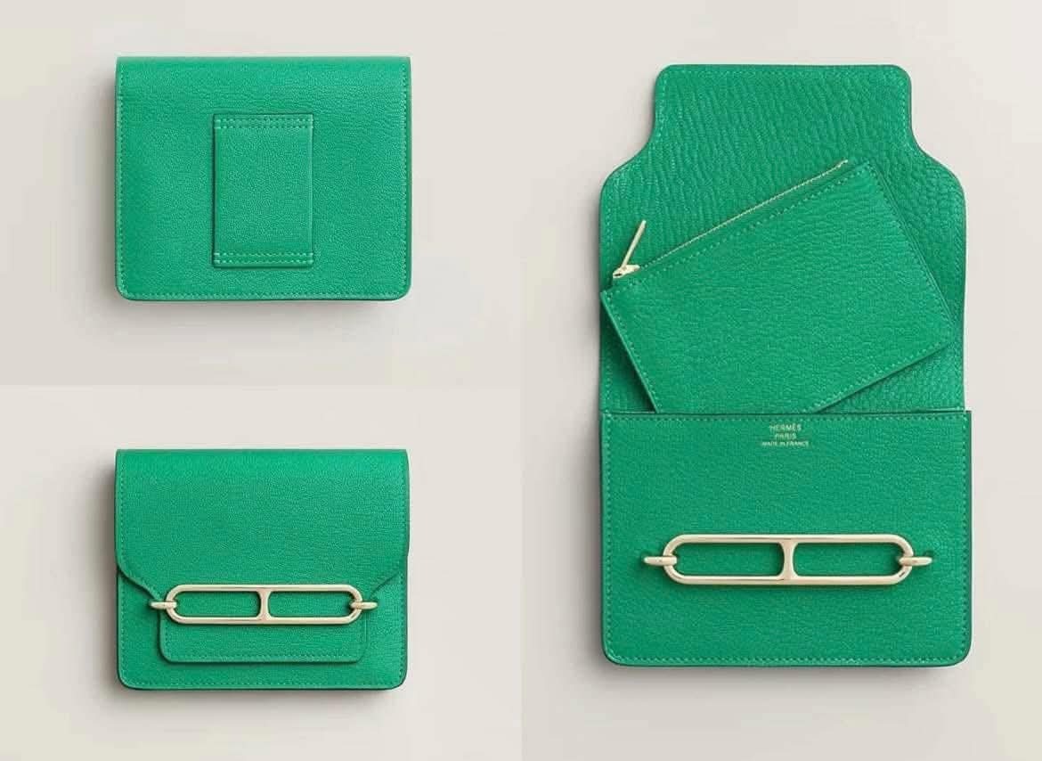 Hermès Roulis Slim Chèvre Mysore Leather color Menthe GHW