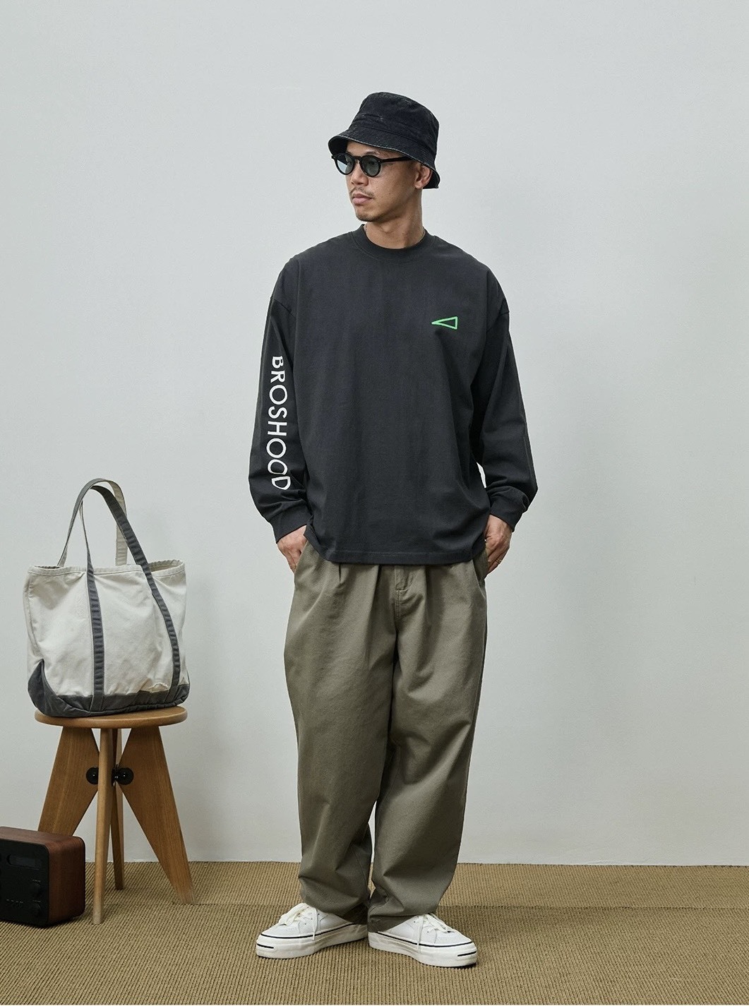 #預購 BROSHOOD 25AW 寬鬆簡約 絨面漿 串標 薄長踢 兩色