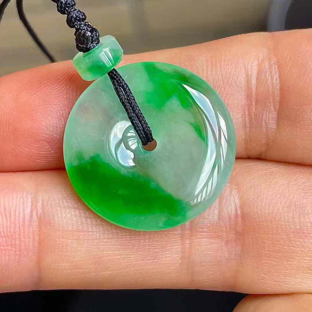 翡翠高冰陽綠平安扣吊墜 (20.3mm直徑),天然翡翠A玉, 緬甸玉, Jade, Jadeite