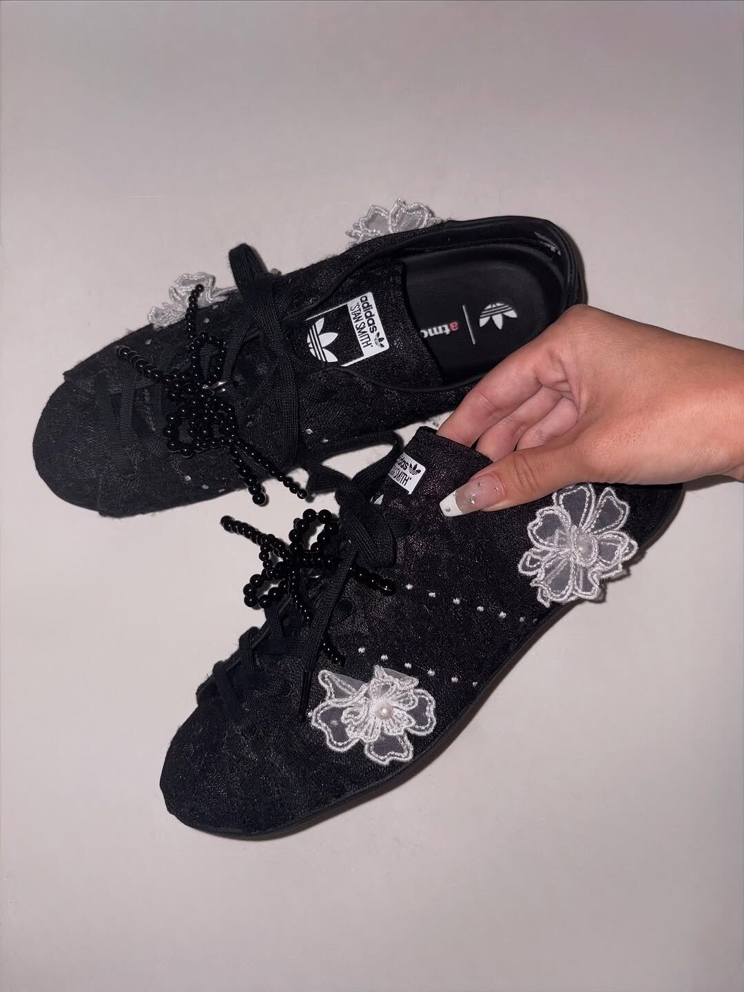 atmos X ADIDAS STAN SMITH LO PRO 芭蕾風 全黑 蕾絲 串珠 緞帶 薄底鞋 女鞋 JR4475 / 預購