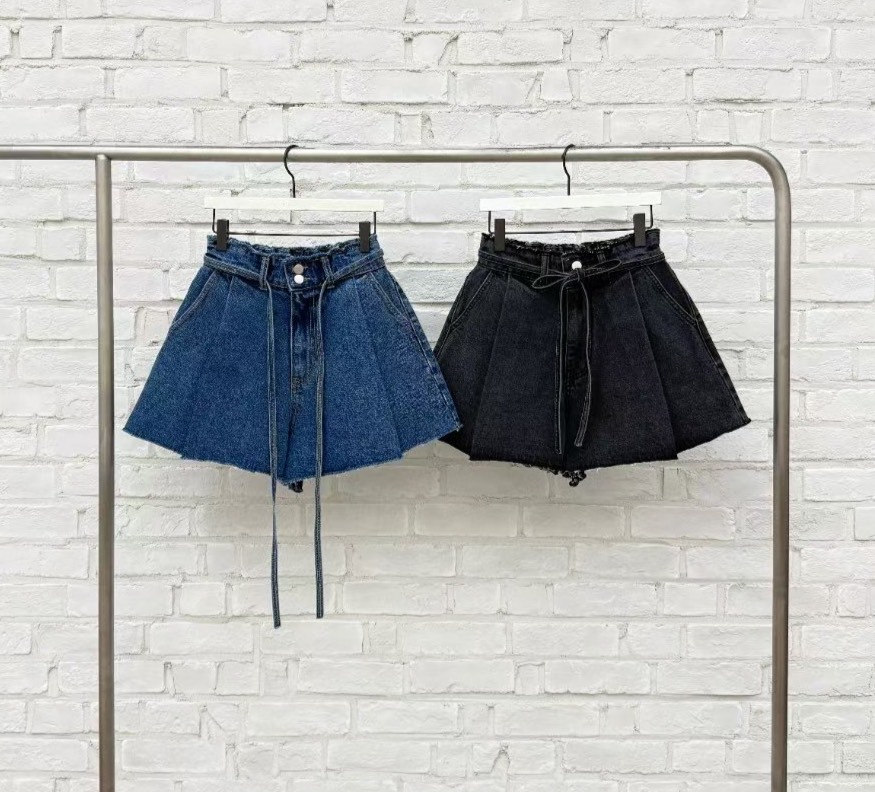 牛仔綁帶A字褲裙