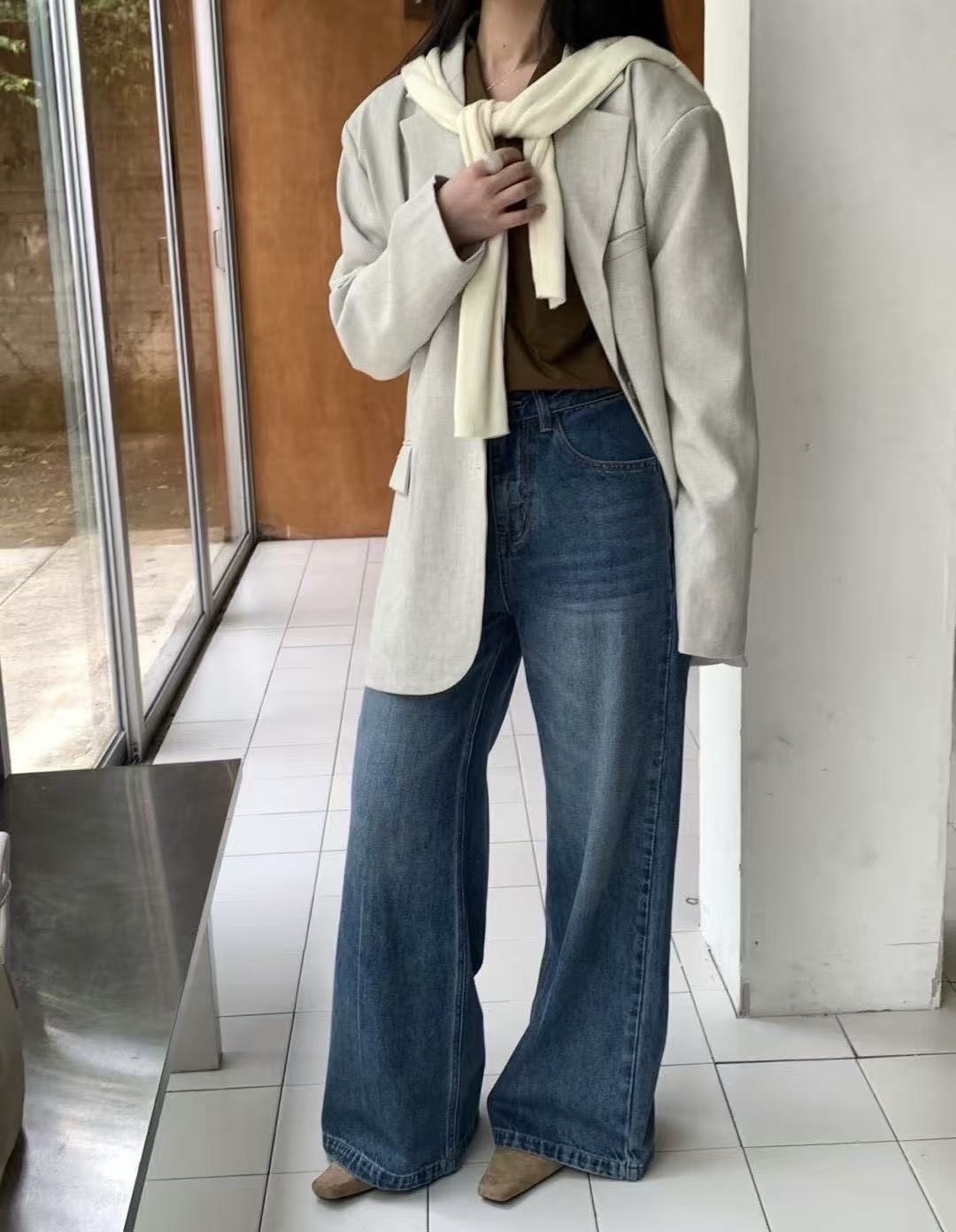 677 復古直筒寬鬆微闊牛仔褲