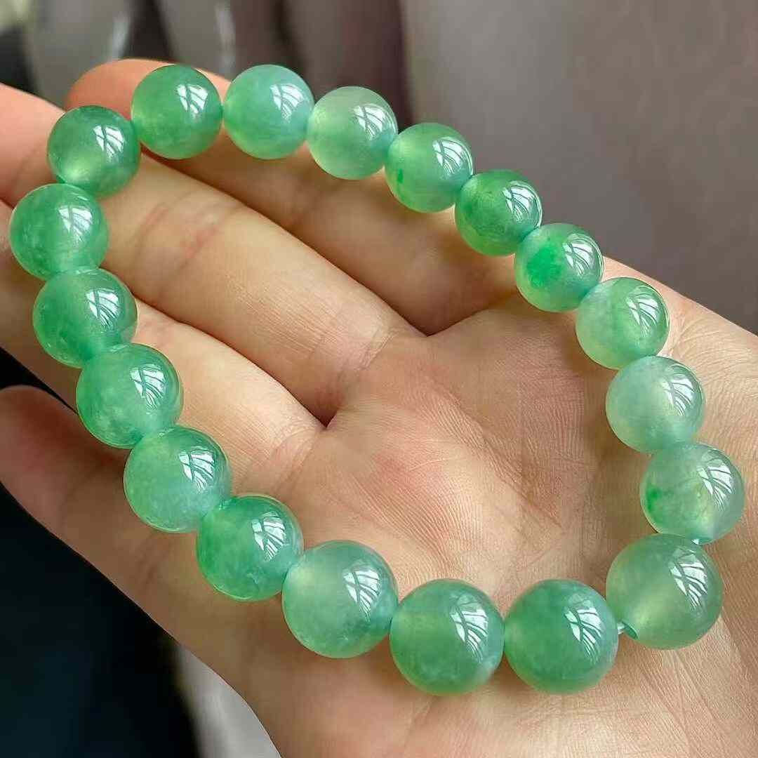 翡翠冰綠手串 (9.6-11.2mm直徑),天然翡翠A玉, 緬甸玉, Jade, Jadeite