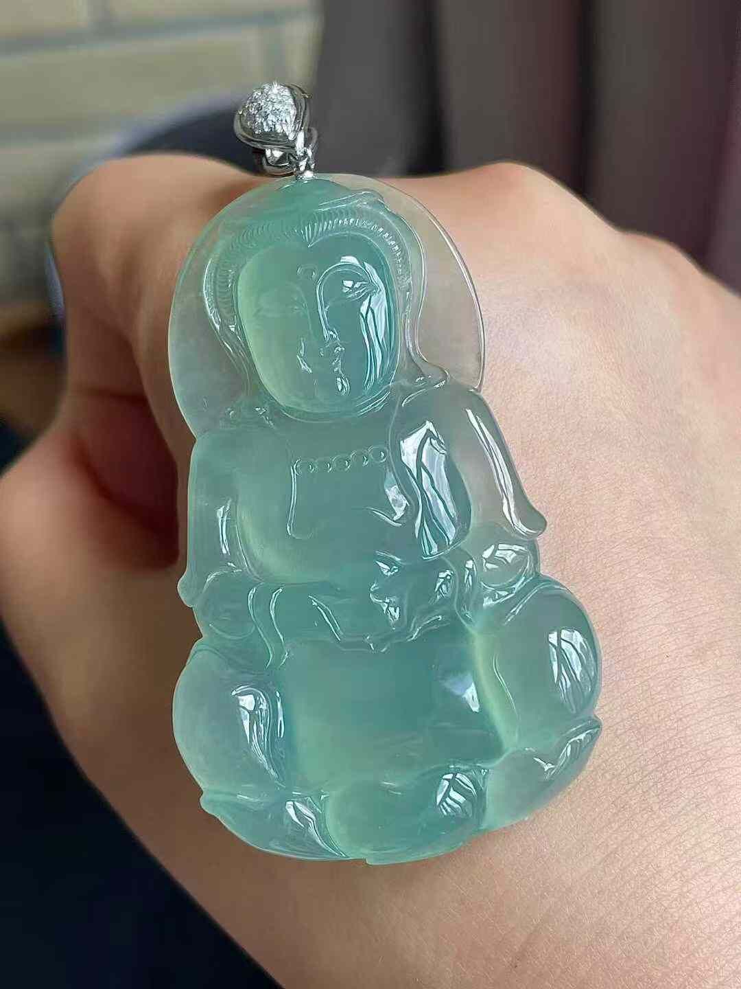 9125547 翡翠高冰晴水觀音吊墜