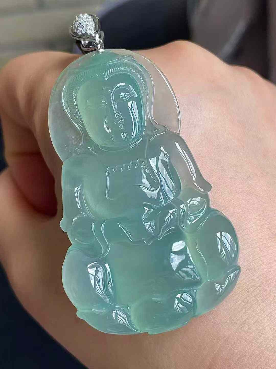 9125547 翡翠高冰晴水觀音吊墜
