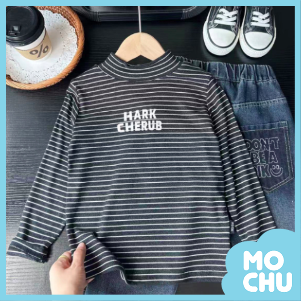 條紋高領長袖上衣(三色)