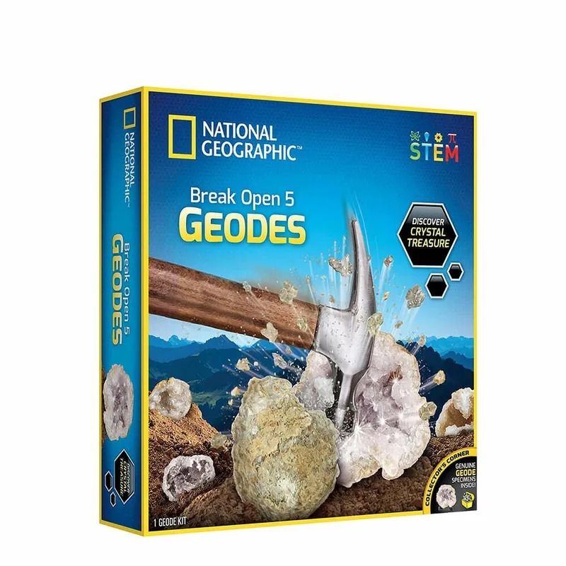 NATIONAL GEOGRAPHIC 國家地理 發現水晶寶藏(敲開原石發現水晶)-5入原石