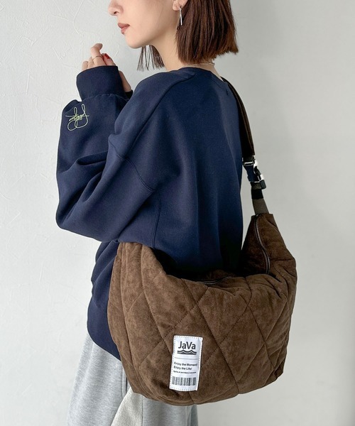 日本🇯🇵連線 JAVA 大菱格縫線絨面托特包 通勤包 單肩包 肩背包 手提包 托特包 斜背包 大容量 2色(任買兩件711免運)/預購