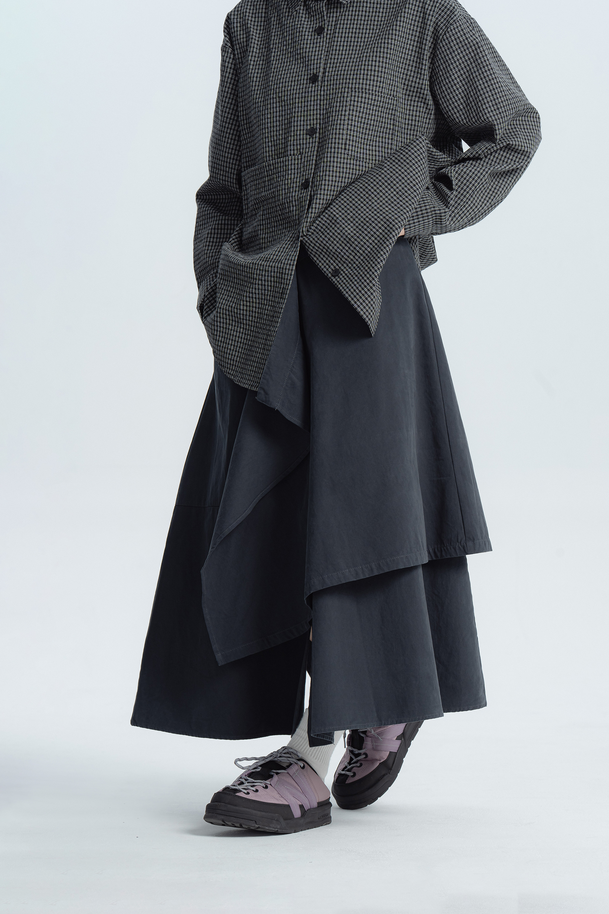 塊面層次擺盪開衩長裙 3色