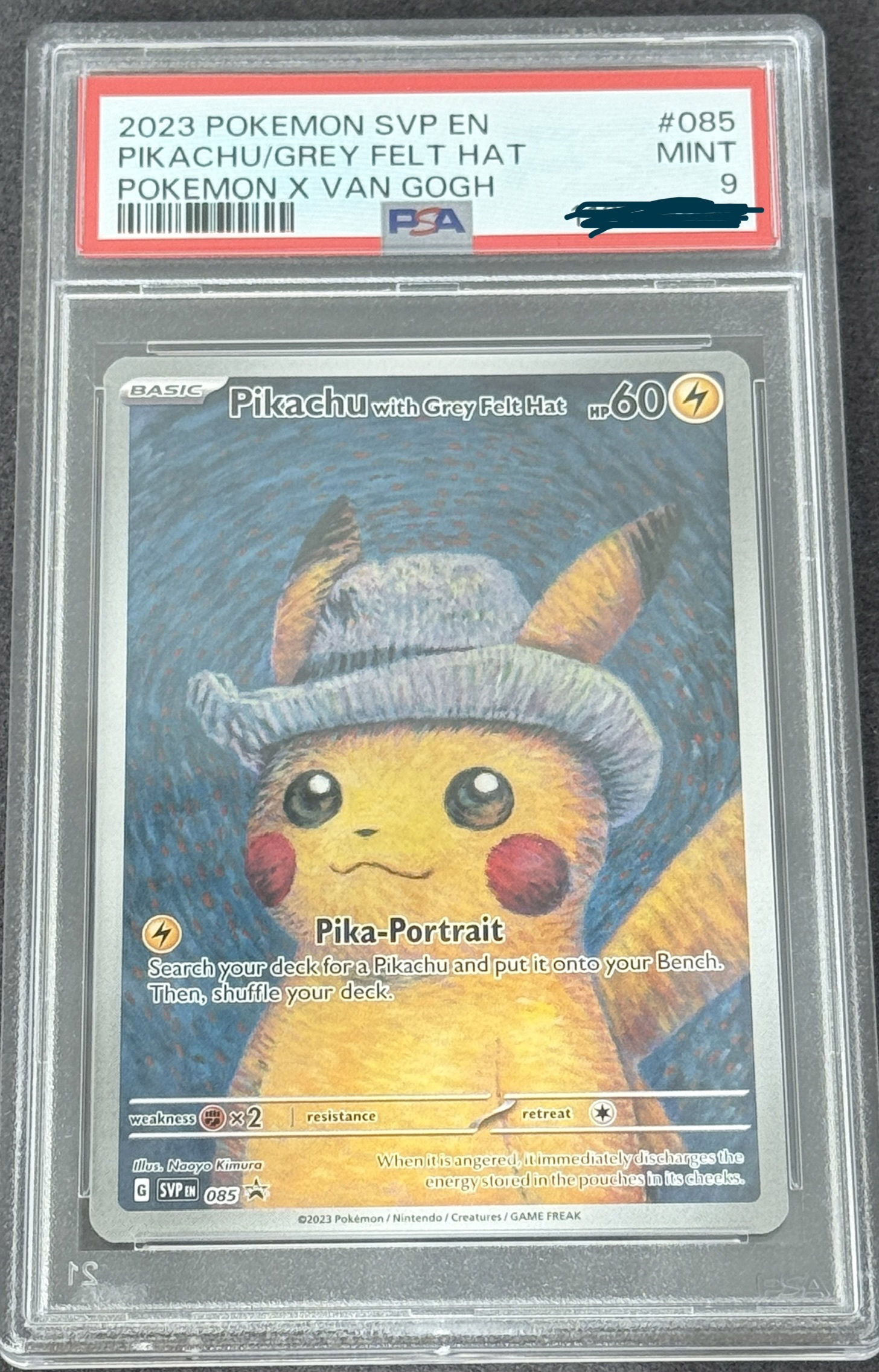 PSA9 2023 POKEMON SVP EN PIKACHU/GREY FELT HAT POKEMON X VAN GOGH 梵高 比卡超