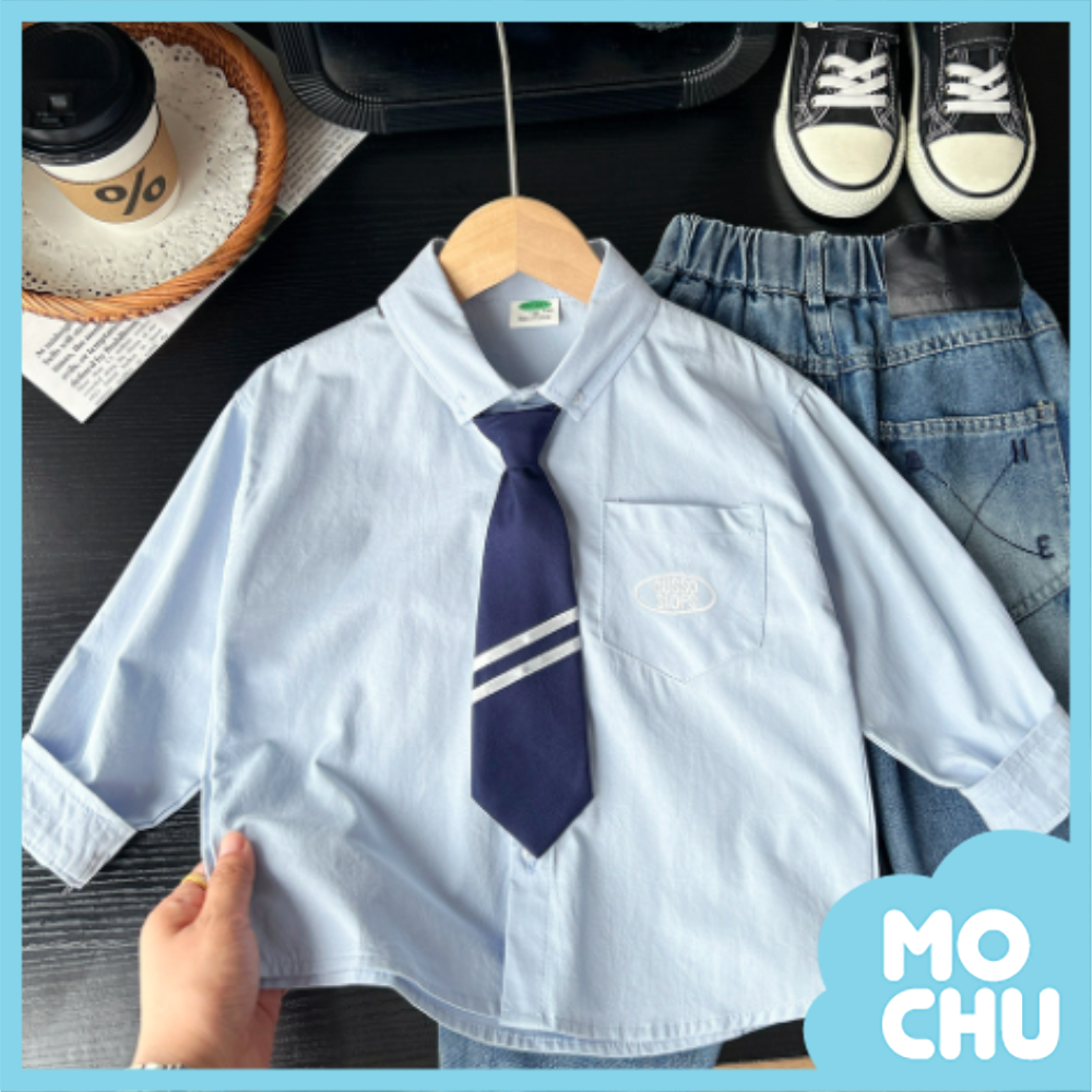 學院風素面長袖襯衫(二色)