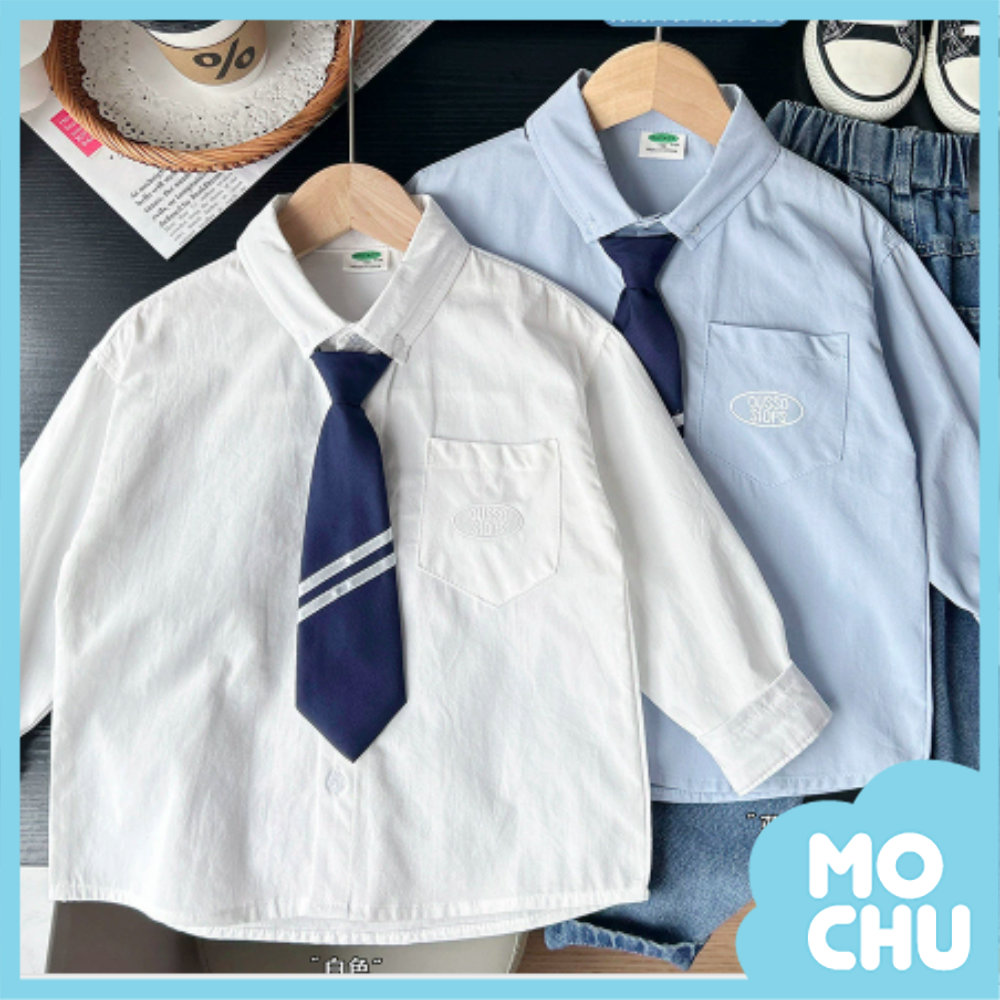 學院風素面長袖襯衫(二色)