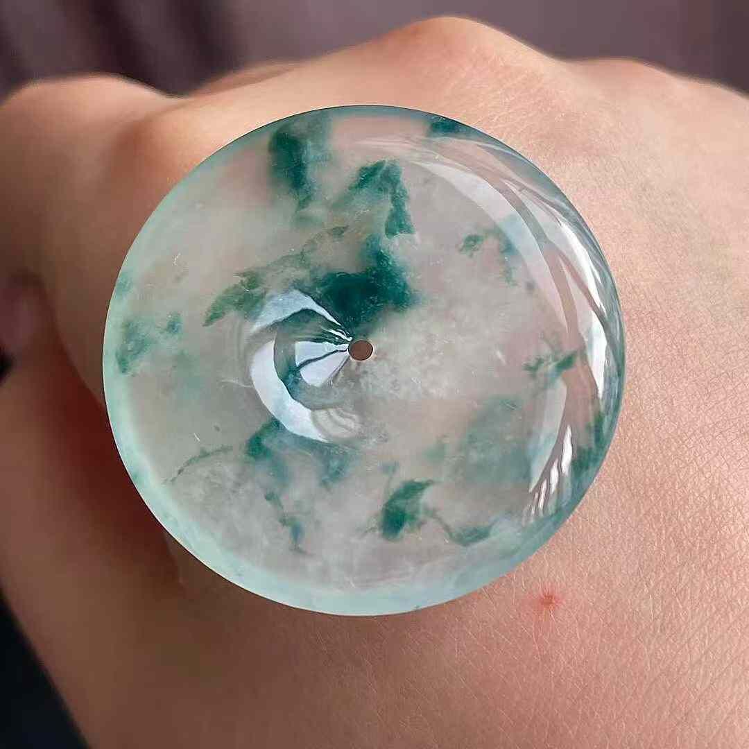 9125555 翡翠高冰飄花平安扣吊墜 (33.2mm直徑)