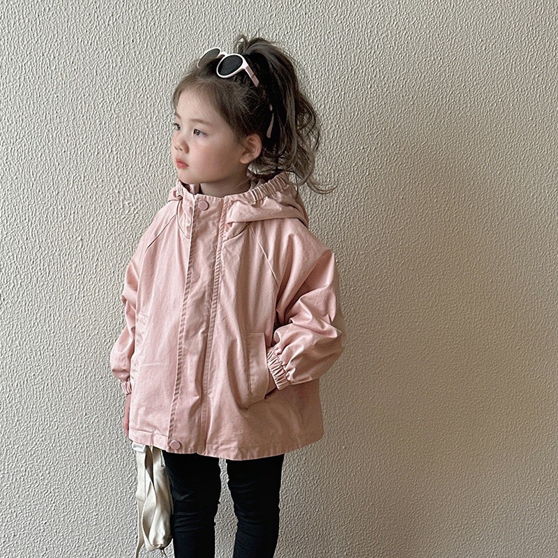 可愛圖案連帽風衣外套