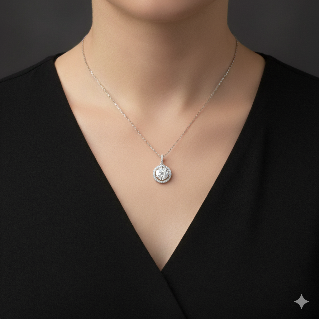 18K White Gold 0.95ct Diamond Pendant