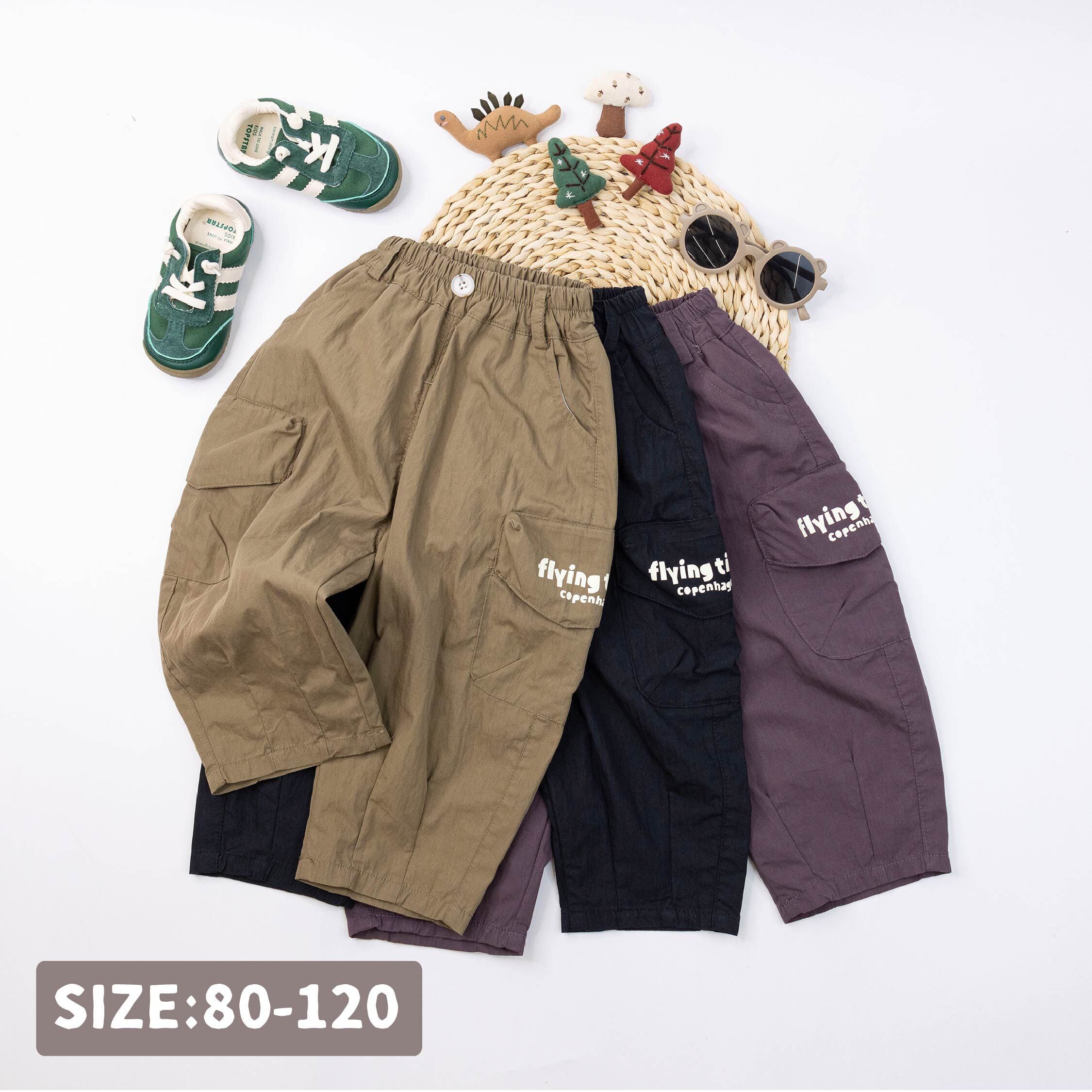 【H55255】藝術字母印花舒適休閒褲＊三色