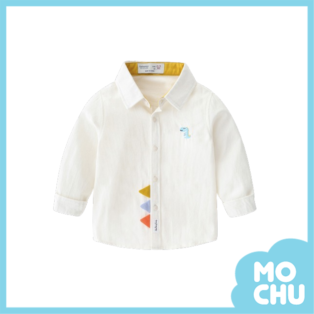 小恐龍刺繡背鰭長袖襯衫(三色)