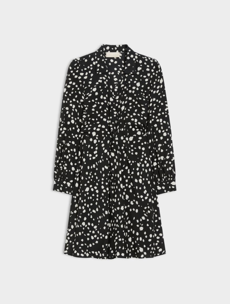 iBlues V領優雅斑點顯瘦洋裝