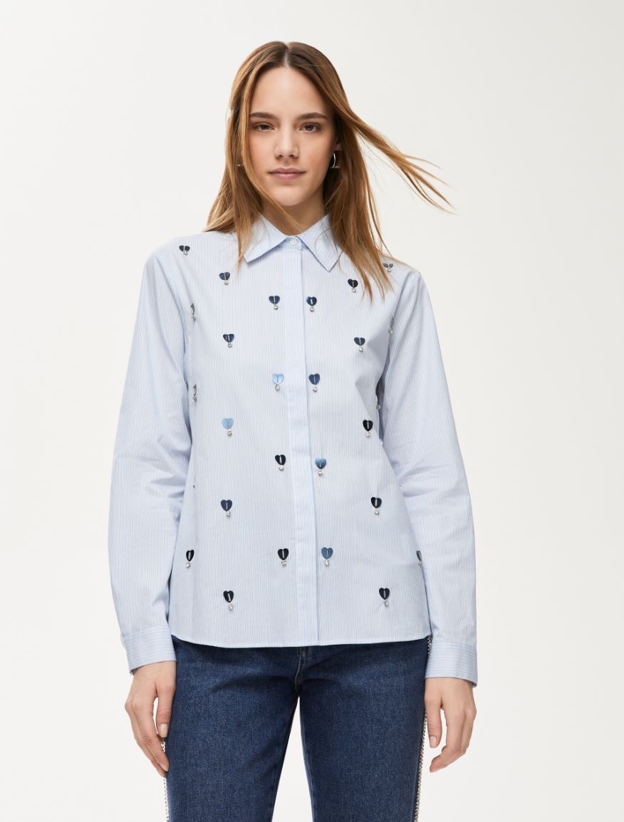 iBlues 條紋愛心襯衫