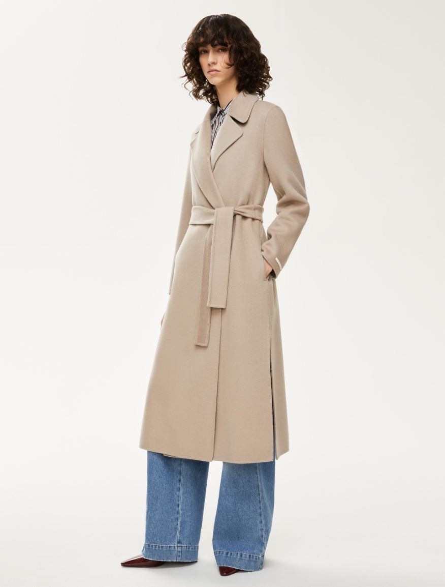 iBlues 晨霧微風羊毛綁腰長大衣