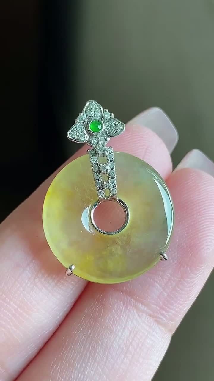 翡翠冰黃翡平安環,天然翡翠A玉, 緬甸玉, Jade, Jadeite