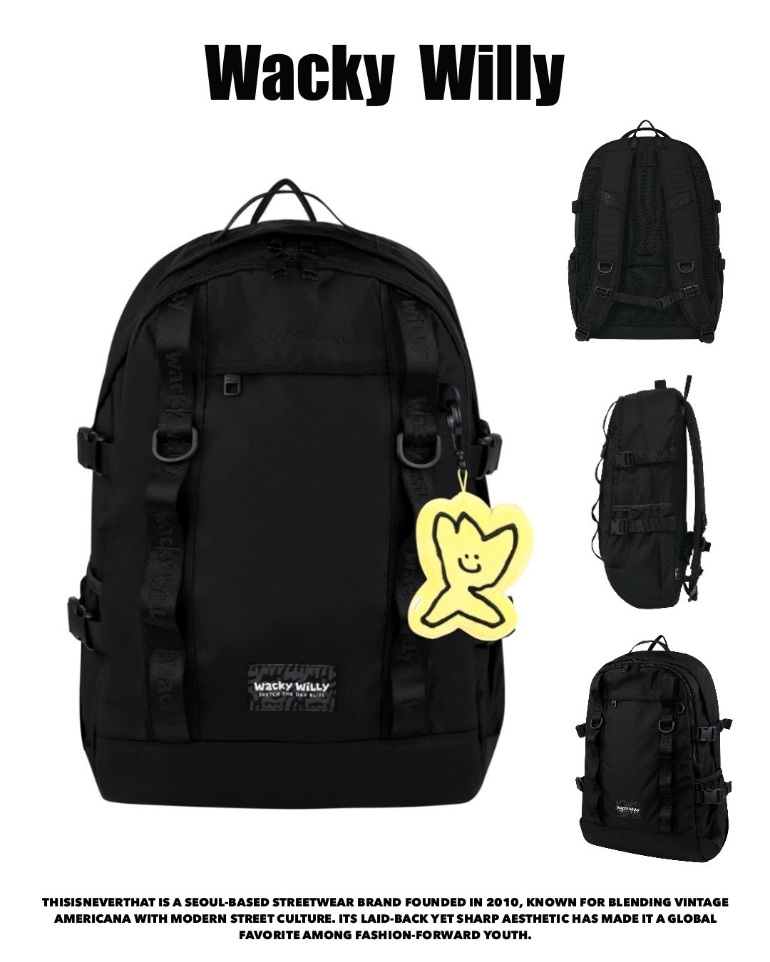 #韓國連線預購 Wacky willy CORDURA 織帶後背包 黑色 23L