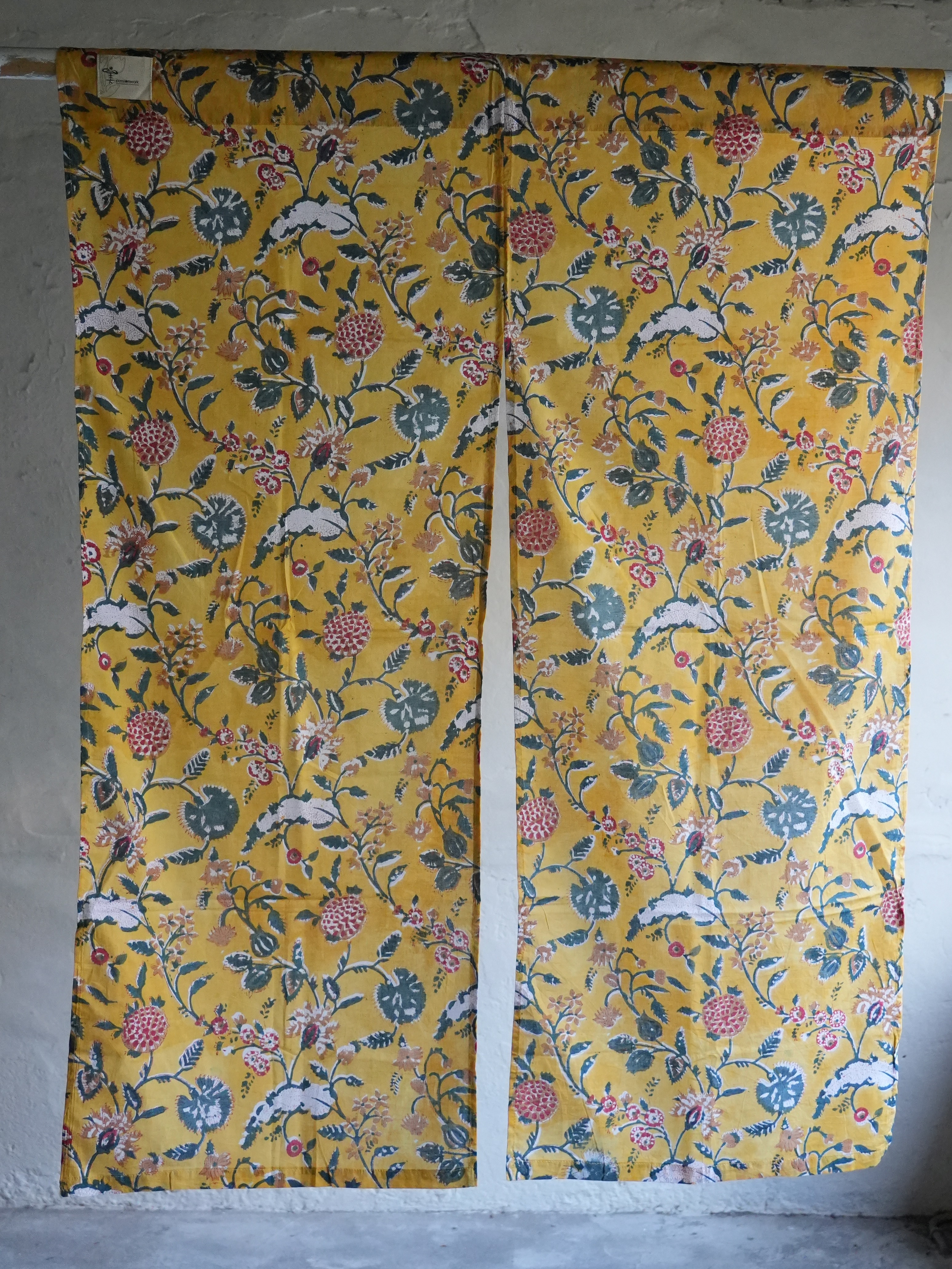 印度蓋染門簾 黃色花園