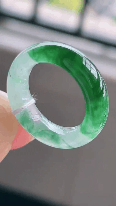 91279 翡翠冰飄綠指環戒指 (內徑 15.7mm)