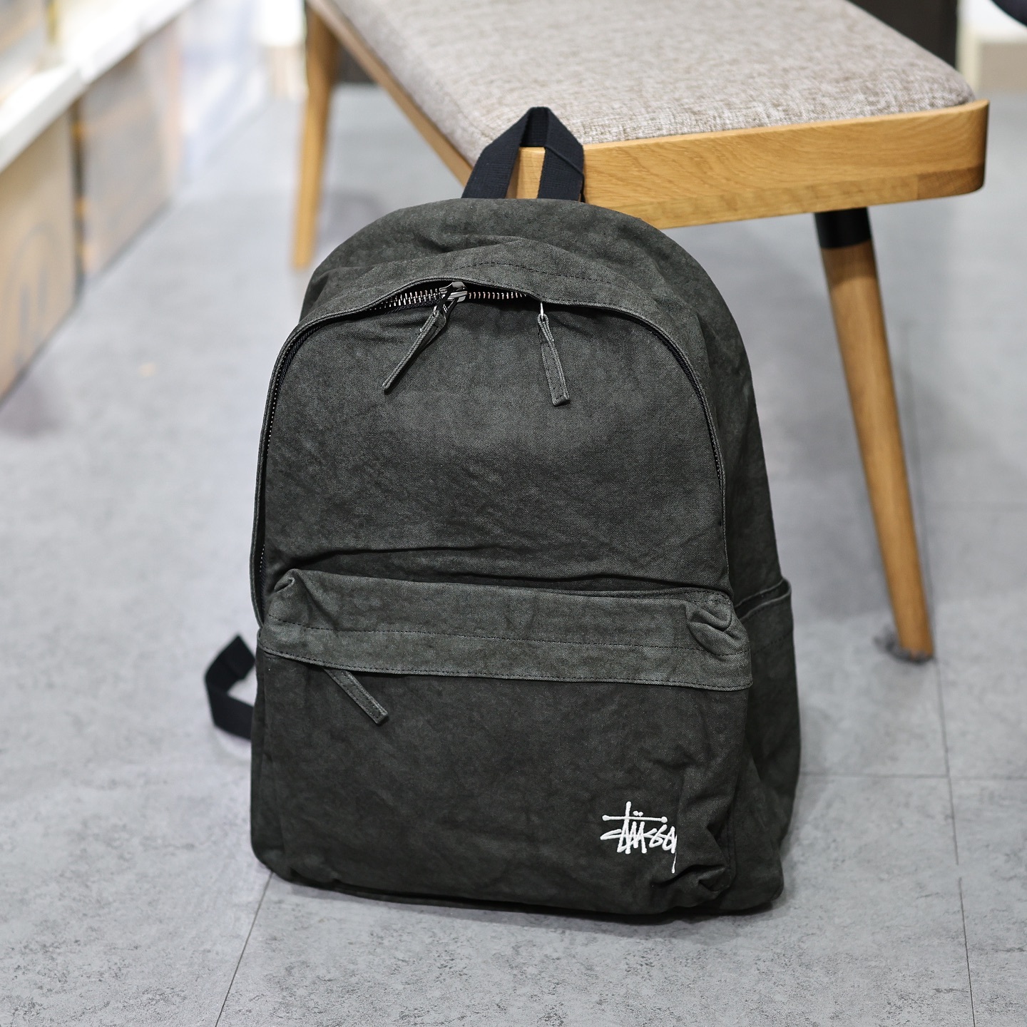 STUSSY CANVAS BACKPACK 洗水黑