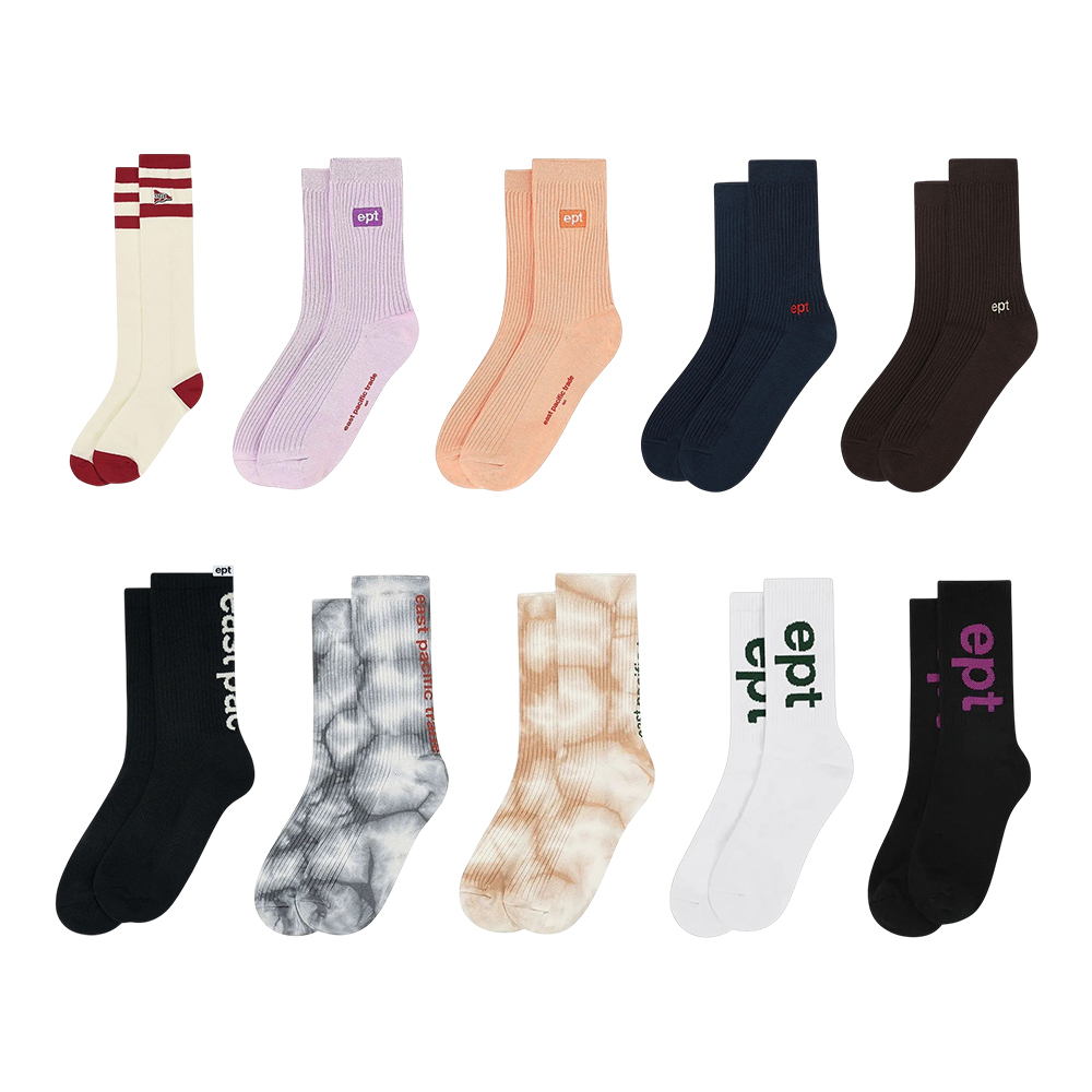 Ept Logo Socks 襪子 米紅、紫、肉粉、海軍藍、紅棕、黑白字、渲染灰、橘、白綠、黑紫