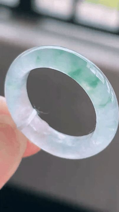 912710 翡翠冰飄花指環戒指 (內徑 17.5mm)