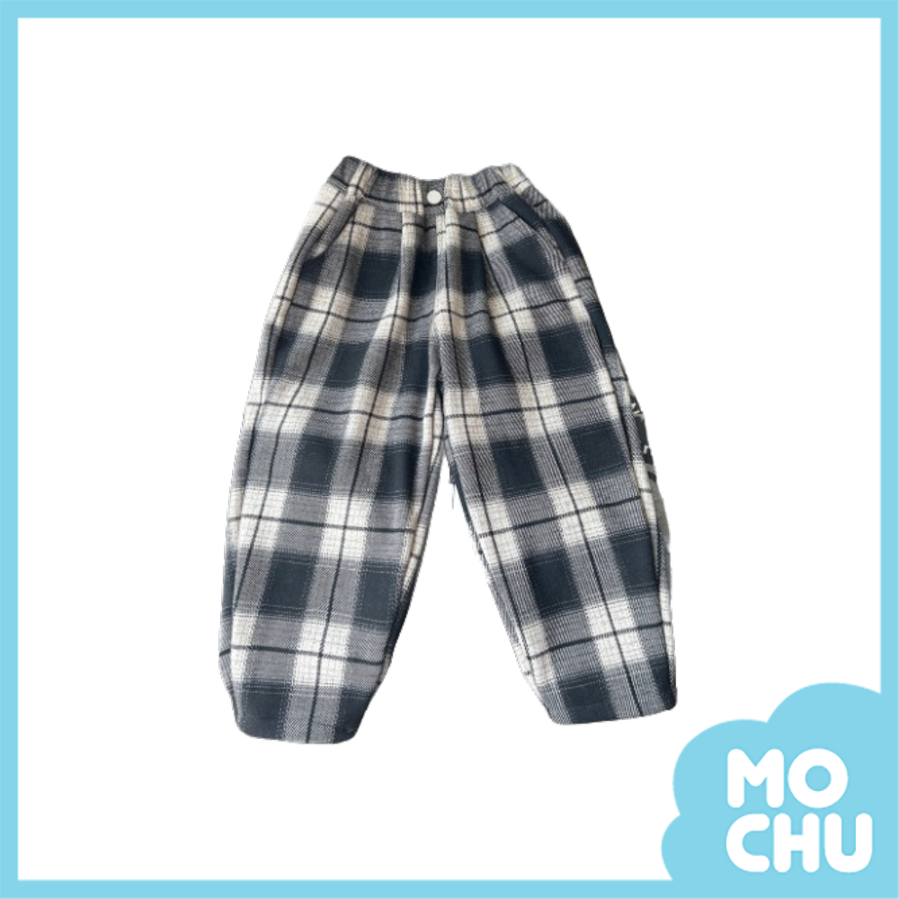 格紋毛呢加絨加厚長褲(二色)